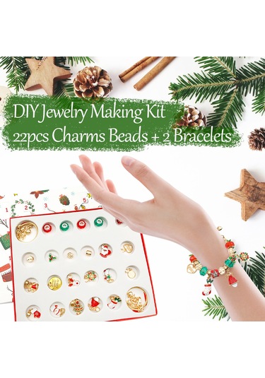 Aoresac Noel Advent Takvim Bilezikleri Kızlar İçin 24 Günlük Noel Geri Sayım Takvimi Kapatılmış Kutuda Dıy Takı Yapım Kiti Hediye 22 Charm Boncuk, Kolye Ve 2 Bilezik Çocuklar, Gençler, Kadınlar İçin Altın