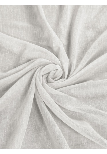 Keten Görünümlü Ekstrafor Büzgülü Ekru Yüksek Kalite Tül Perde Ekru