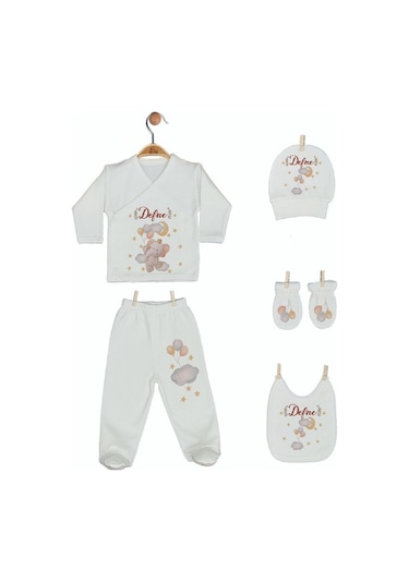 Pia Baby Gl 1913-05 İsme Özel Beşli Zıbın Set Krem
