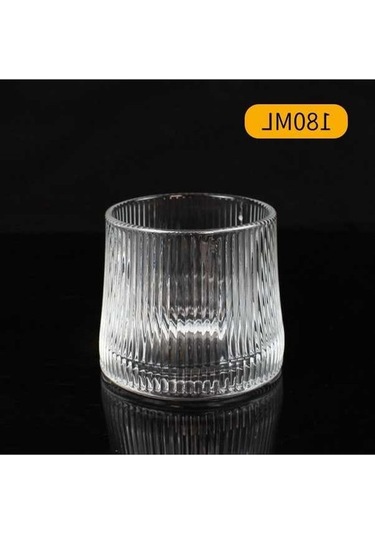 Pazly Yaratıcı Şarap Kadehi - Viski Bardağı Kristal Cam, Düz Dikey Desen Şeffaf Bara Cam Şeffaf