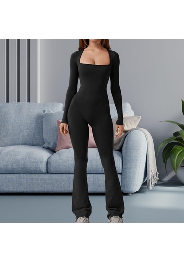 Dolıty Moda Tulumlar, Geniş Bacak Uzun Pantolon, Romper Modası Siyah M Siyah