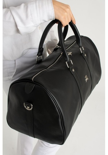 Seyehat Spor Çantası 38 Lt Kabin Boy Valiz 48 35 Cm El Valizi Vegan Deri Unisex 48 35 Cm Suni Deri Siyah