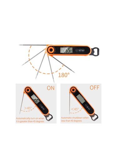 Samdoo Katlanabilir Lcd Ekranlı Yiyecek Termometresi Ve Bira Açacağı -50 C - 300 C Turuncu