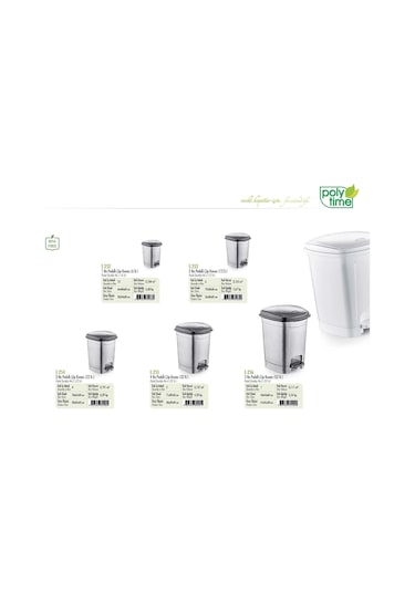 Polytime Pedallı Basmalı Çöp Kutusu Kovası / Çıkarılabilir İç Kovalı / Beyaz / 32 Litre / 47x35x35 Cm.