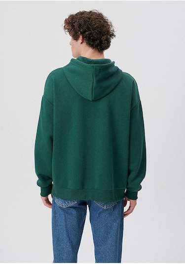 Mavi - Mavi Logo Baskılı Kapüşonlu Yeşil Sweatshirt 067149-71874 Yeşil