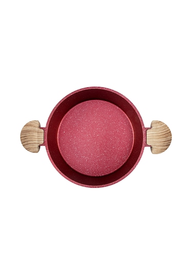 Febern Premium Bio Granit Alüminyum Döküm Nisch Tencere Seti Metalik Kırmızı-siyah Kulp