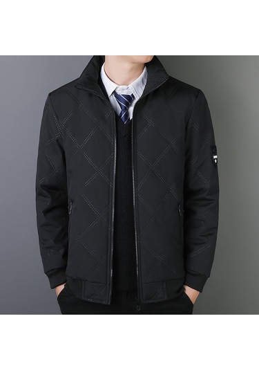 2025 Yeni Erkek Sonbahar Ve Kış Peluş Pamuklu Ceket Siyah
