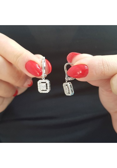 Lova 0,73 Karat Baget ve Dört Köşe Pırlanta Küpe - 3030053