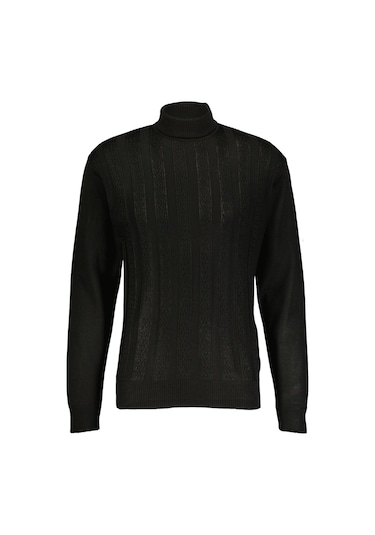 Finesuits Erkek Desenli Yünlü Kazak 2422201014.dstbr Siyah