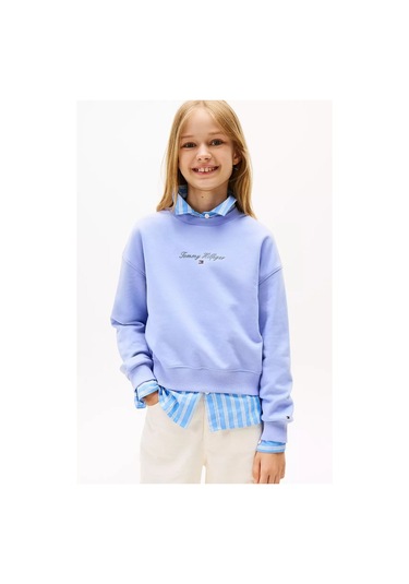 Kız Çocuk Regular Kalıp Nakış Logolu Sweatshirt - Lila Vintage Iris