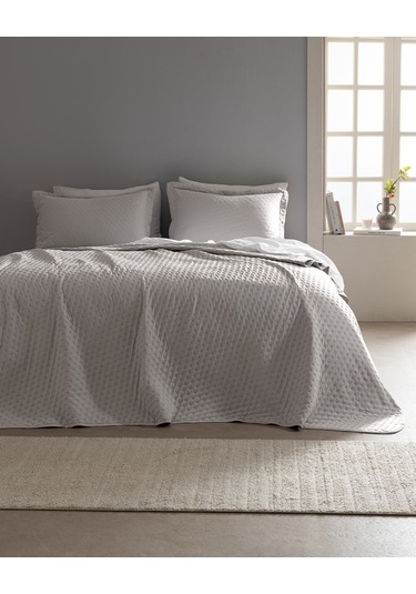 Madame Coco Rennes Çift Kişilik Yatak Örtüsü - Gri Gri