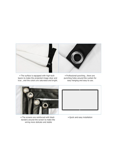 Lemestar 150 İnç Projeksiyon Ekranı 16:9 Hd Katlanabilir Taşınabilir Projeksiyon Ekranı K Çok Renkli-9