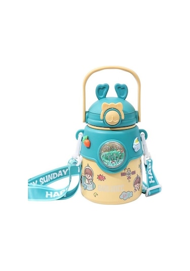 Ruicheng 850ml Çocuk Suluklar Yalıtım Bardağı Paslanmaz Çelik Su Bardağı Taşınabilir Saman Su Şişesi Öğrenci Yalıtım Bardağı Anaokulu Yalıtım Bardağı Açık Içme Şişesi Okul Şişesi 9msoıo Açık Yeşil