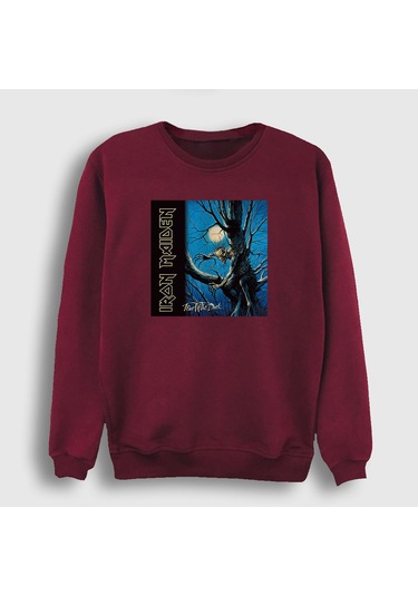 Presmono Unisex Fear Of The Dark Iron Maiden Sweatshirt Bordo