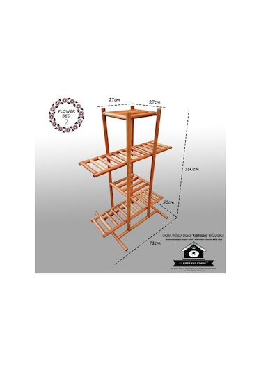 Eskitme Ahşap Çiçeklik - Dekoratif Çiçek Standı -Saksılık-