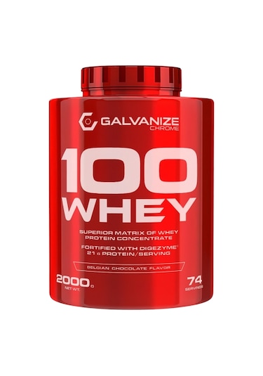 Galvanize Chrome 100 Whey Protein Tozu 2000 Gr Belçika Çikolatası 74 Servis Çikolata Aromalı
