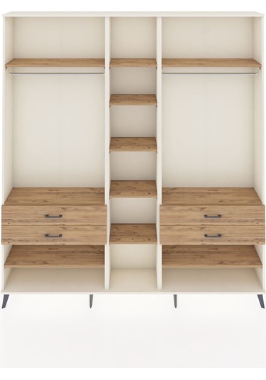 Arges Dolap 11 Raflı 4 Çekmeceli 2 Askılı 220x30x243 Aytaşı-çam/çam Atlas Çam/atlas Çam