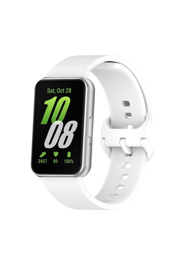 Samsung Galaxy Uyumlu Fit 3 Sm-r390 İçin Düz Renk Toka Silikon Saat Bandı Beyaz