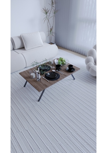 Toprak Katlanabilir Şık Dikdörtgen Modern Yer Sofrası Laptop Masa