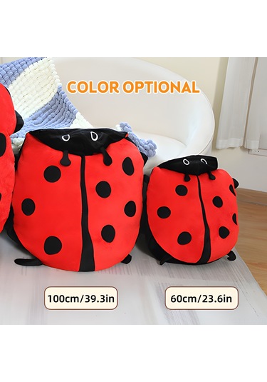 Ruicoo Sevimli Uğur Böceği Yastık - Rahatlatıcı Ve Sıcak Tutan Dev Boyutlu 60cm Kırmızı