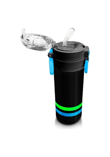 Coral High Kids Siyah Pipetli Ve Direkt İçim Çelik Termos 500 Ml 31929 Siyah - Yeşil