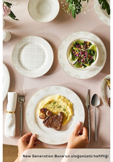 Karaca  Elegance Bone Siena 53 Parça 12 Kişilik Yemek Takımı Gold