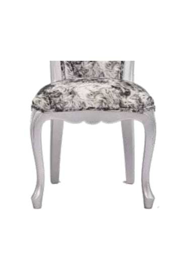 Bengimobilya Sandalye Zus005 Klasik Model Zebra Desen Eskitme Beyaz Oymalı Kay