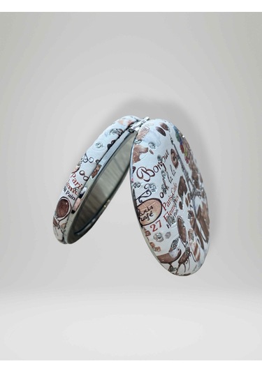 Işıltılı Karışık Desenli Çift Taraflı Yuvarlak Cep Çanta Makyaj El Aynası 7cm Çap Kod:31