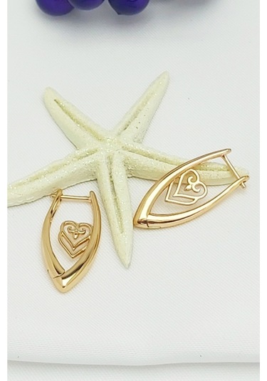 Rose Altın Kaplama Vip Seri Xuping Kalp Motifli V Küpe 2,8 CM Rose Gold