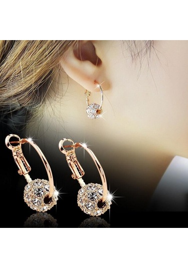 Çok Renkli Avusturyalı Kristal Top 18 K Altın Renkli Küpe Şanslı Transfer Boncuk Daire Hoop Küpeler Kadın