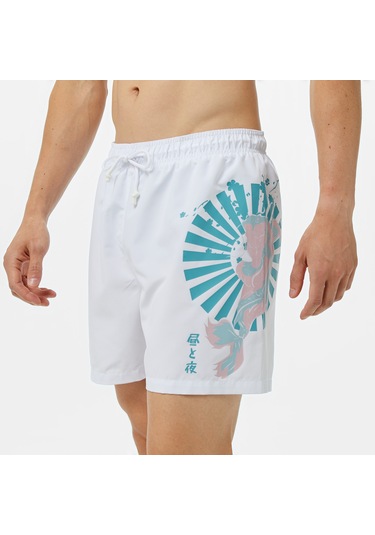 Unıted4 Classic Erkek Beyaz Deniz Şortu Düz Nerf Beyaz