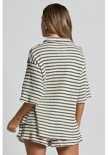 Madmext Beyaz Kadın Şort Gömlek Takım Mg2328 Beyaz