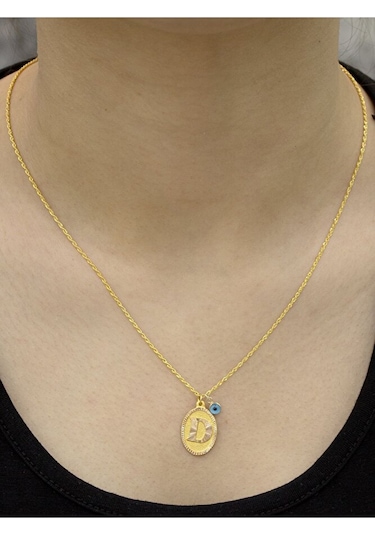 14 Ayar Altın D Harfli Kolye Sarı