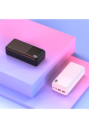 Led Göstergeli 30000 Mah Powerbank Pd 22.5w & Qc 3.0 Hızlı Şarj Çift Usb Ve Type-c Çıkışlı Siyah BEYAZ