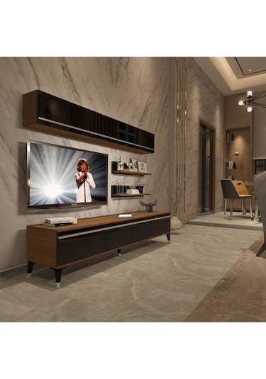 Decoraktiv Eko 5 Mdf Std Silver Tv Ünitesi Tv Sehpası Ceviz - Siyah