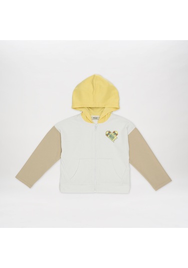 Panço Kız Çocukkapüşonlu Sweatshirt Beyaz 2411gk08004-4081 001