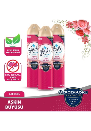 Glade Aerosol Oda Kokusu Aşkın Büyüsü 3'lü Set