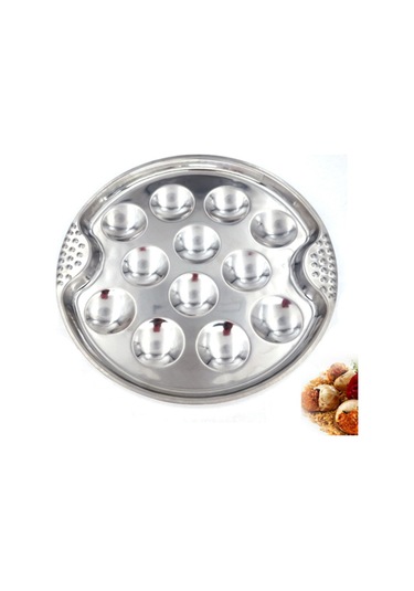 Set Paslanmaz Çelik Salyangoz Escargot Plaka Izgara Salyangoz Aleti Gümüş