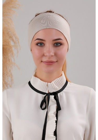 Sihirli Yapışkanlı Kaymayan Bandana Spor Bone Bej Bej