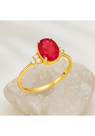 14 Ayar Altın Yakut Taşlı Nişan Yüzüğü