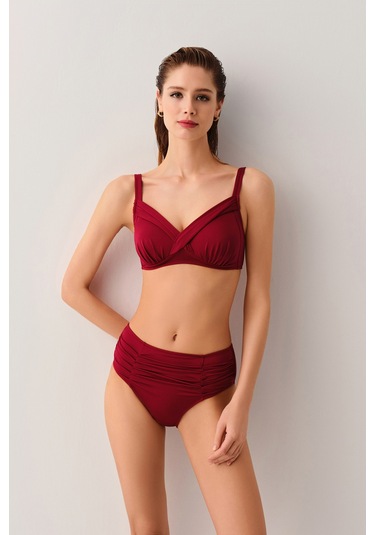 Suwen Kaplı Bantlı Toparlayıcı Bikini Üst Sbn25380c020 Bordo