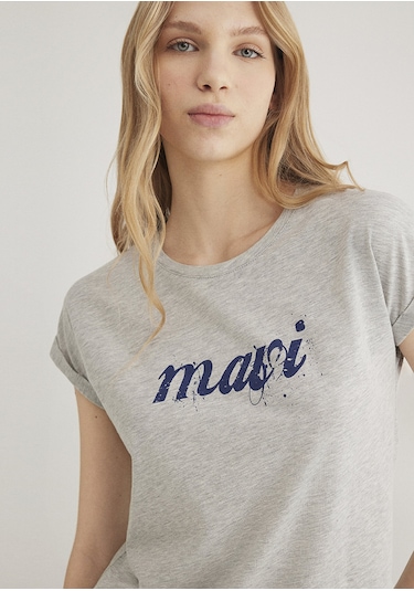Mavi - Mavi Logo Baskılı Gri Tişört 166422-25702 Gri