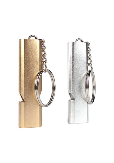 Gümüş 1 Adet Alüminyum Alaşımlı Yüksek Frekanslı Çift Tüplü İmdat Düdüğü Gümüş