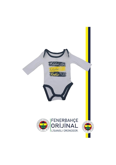 Fenerbahçe Lisanslı Kalpleri Fetheden Renkler Bebek Body Zıbın Kanarya Baskılı Hediyelik Ahşap Kutulu Beyaz