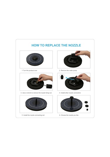 Fosenze Güneş Enerjili Süzgeçli Kaynak Pompa, Su Yokluğu Korumalı, 5 Farklı Sprinkler, Balık Havuzu Bahçe Dekorasyonu İçin