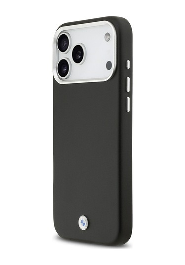 İphone 17 Pro Max Uyumlu Kılıf Bmw Lisanslı M-safeli Metal Logolu Tam Kaplama Deri Kapak Siyah Siyah