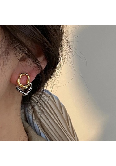 Flybuy Vintage Paslanmaz Çelik Damlacık Küpe Kadın - Bakır Saplama 1.5cm Gümüş Gümüş