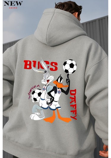 Bugs Daffy Baskılı Sweatshirt Gri