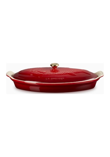 Le Creuset Kapaklı Seramik Balık Pişirme Kabı, 34 Cm Seramik Tava Kırmızı