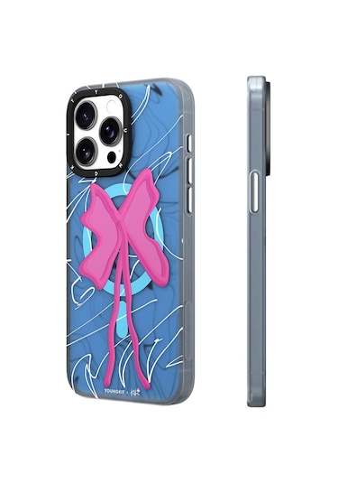 İphone 15 Pro Max Uyumlu Kılıf Magsafe Şarj Özellikli Youngkit Anti-trend Serisi Kapak Mavi